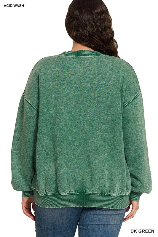 Curvy Zenana acid washed oversized sweatshirt
