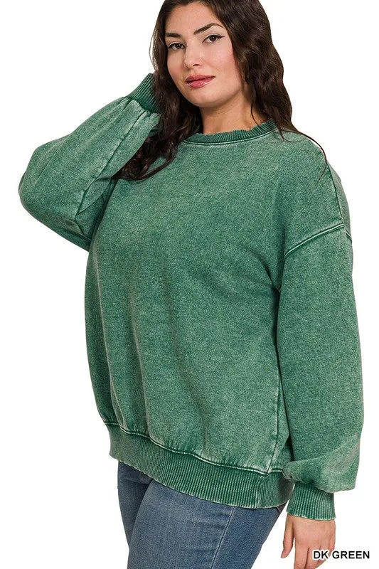 Curvy Zenana acid washed oversized sweatshirt