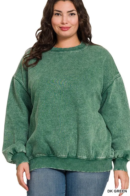 Curvy Zenana acid washed oversized sweatshirt