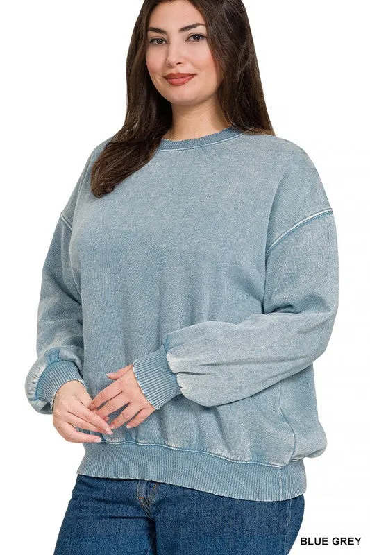 Curvy Zenana acid washed oversized sweatshirt