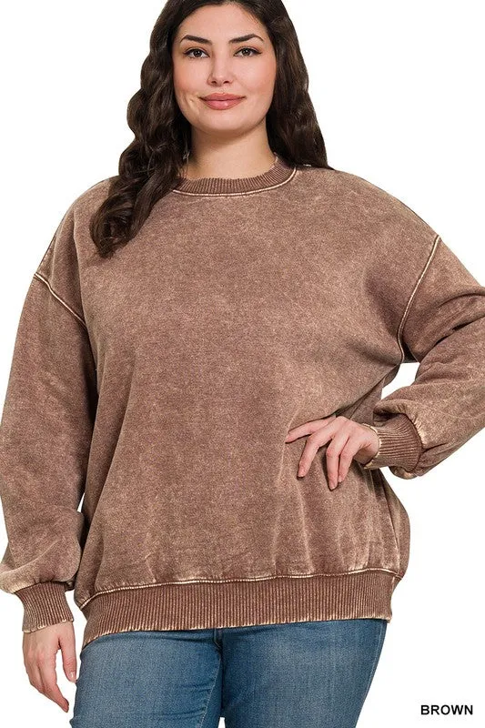 Curvy Zenana acid washed oversized sweatshirt