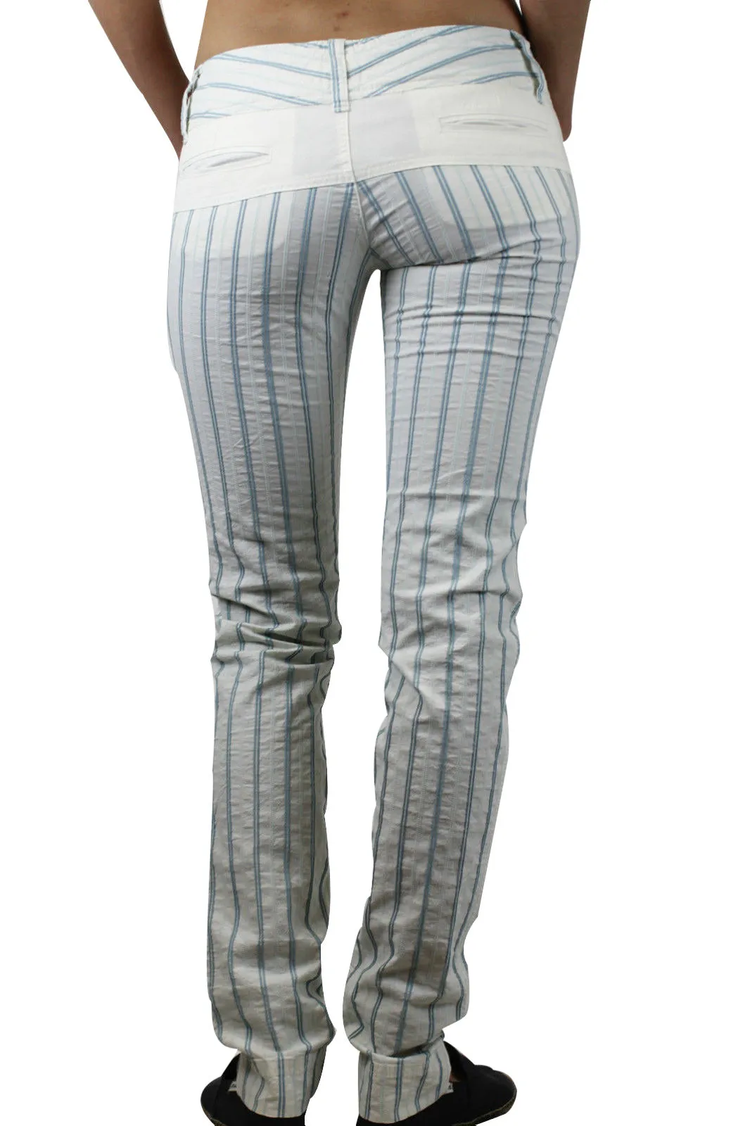 CUSTO BARCELONA Women's Eva Blue Pinstripe Pants 293044 $150 NWT