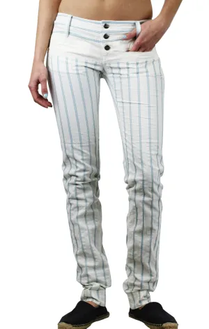 CUSTO BARCELONA Women's Eva Blue Pinstripe Pants 293044 $150 NWT