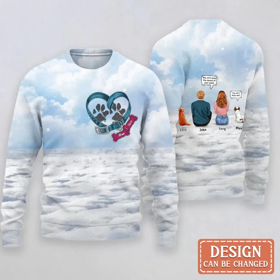 Custom Personalized Memorial Pets AOP Sweater - Memorial Gift Idea For Pets Owner - Couple/ Adult With Upto 3 Pets