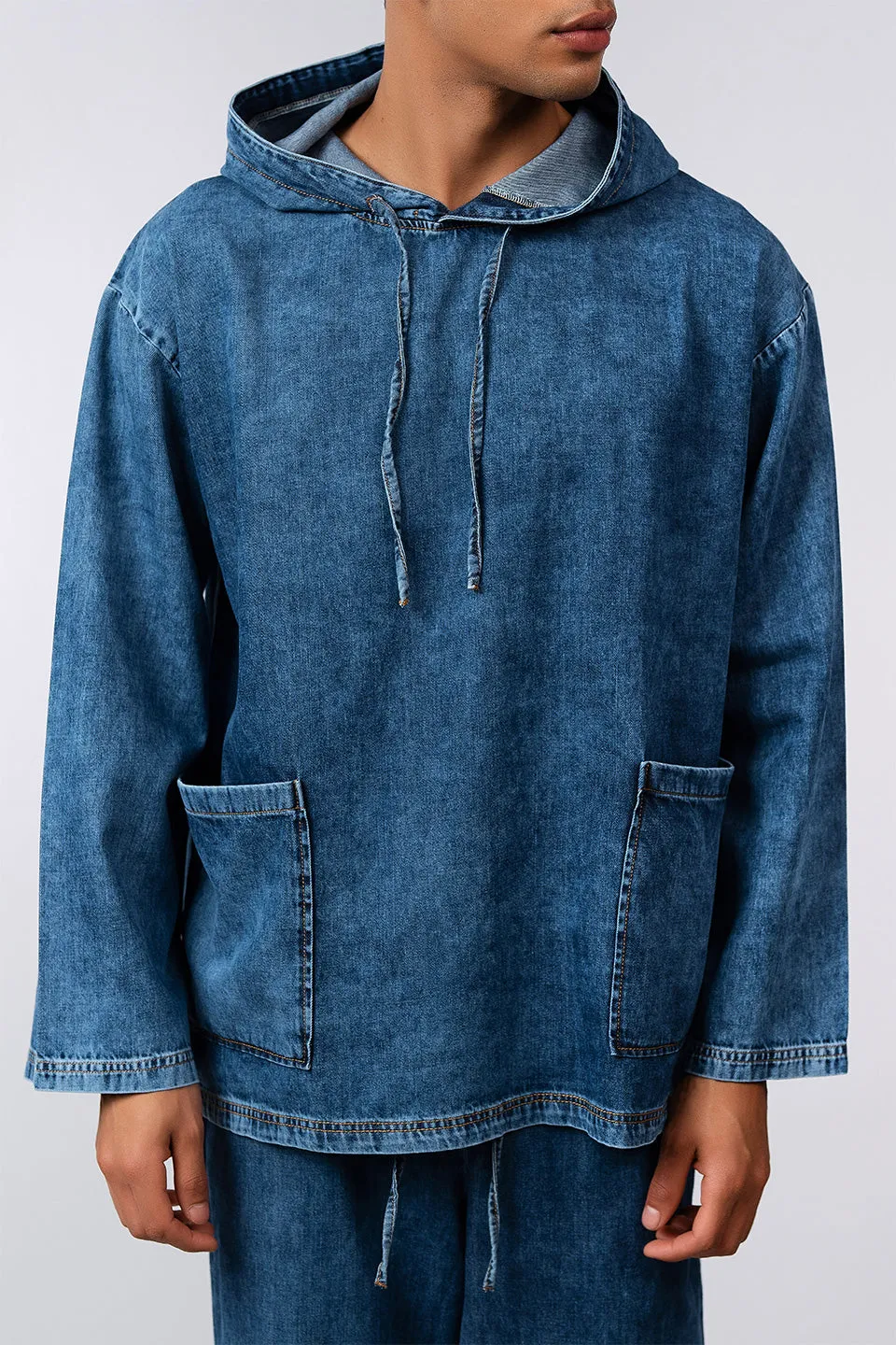 Denim Echo Oversized Hoodie