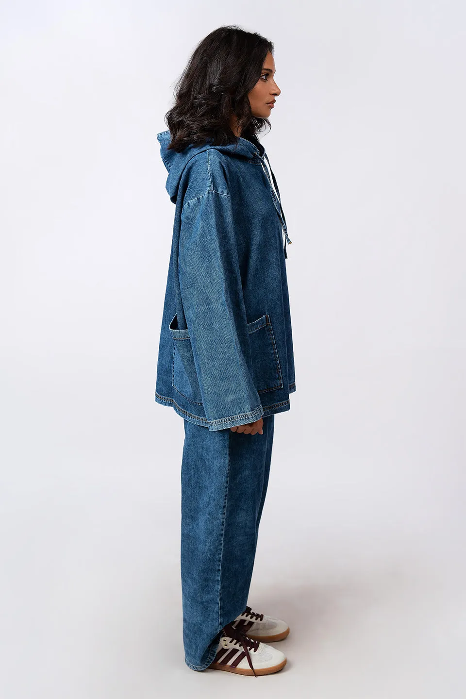 Denim Echo Oversized Hoodie