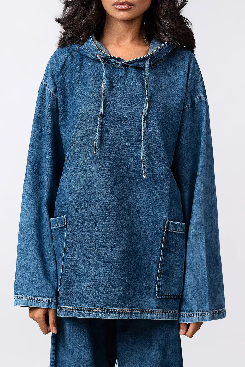 Denim Echo Oversized Hoodie