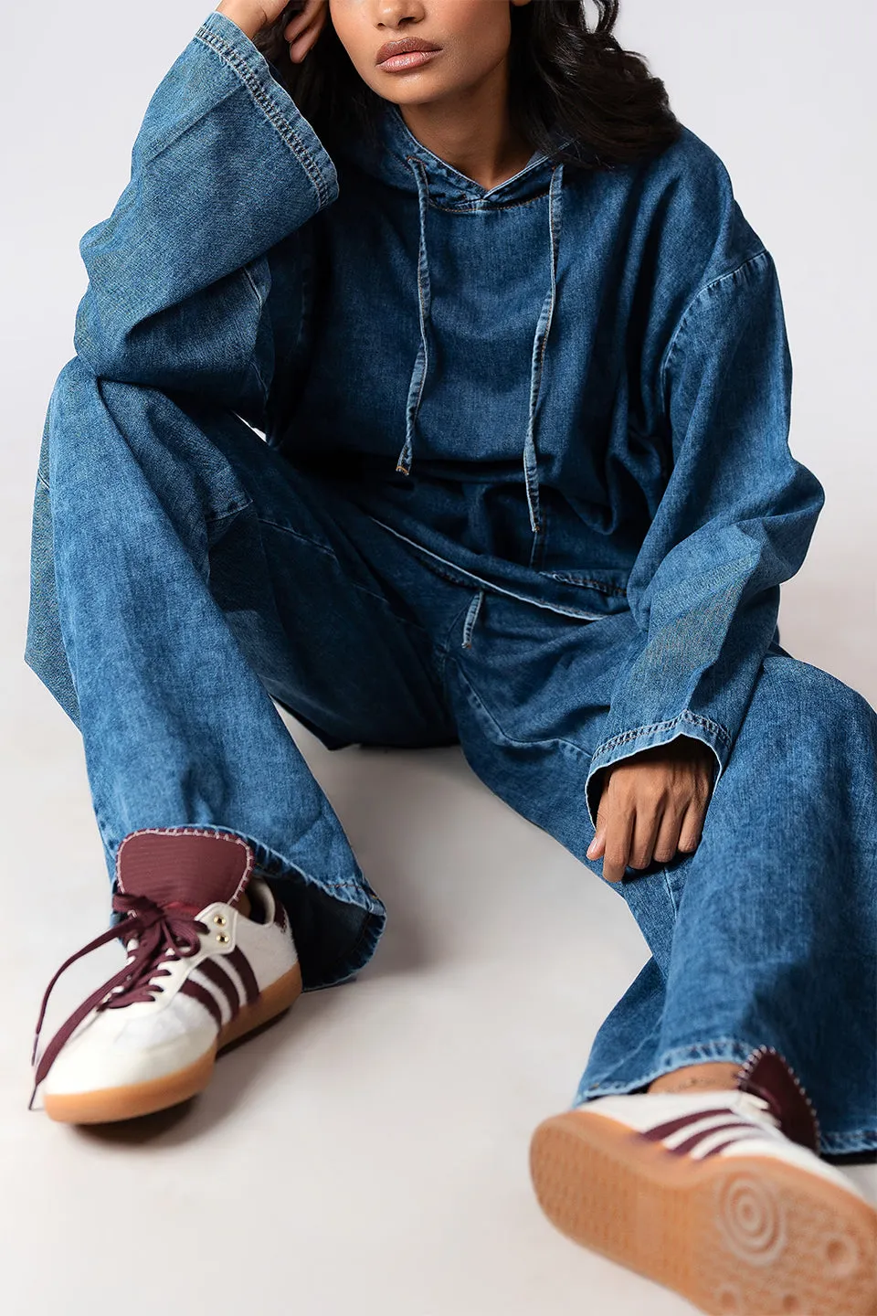 Denim Echo Oversized Hoodie