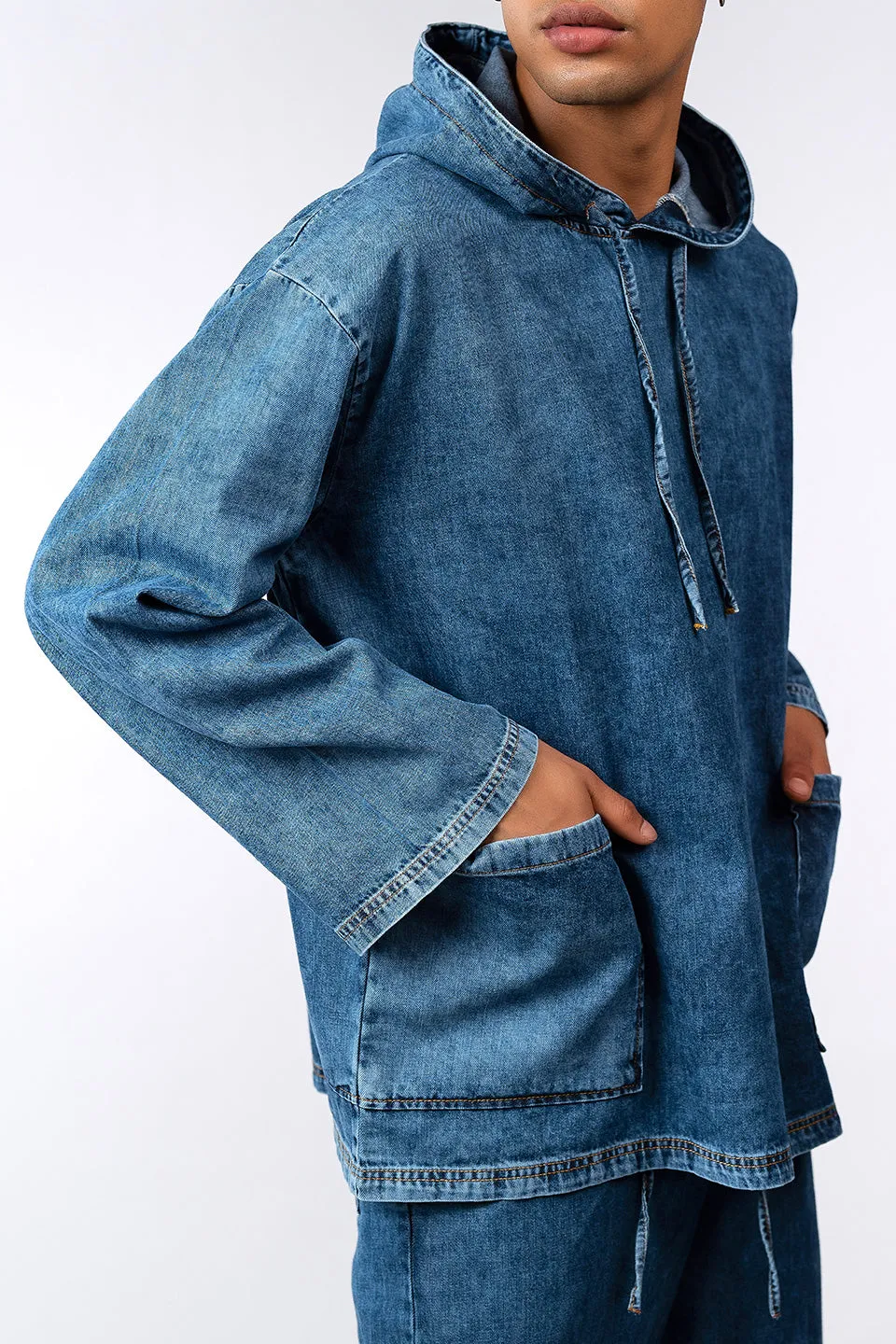 Denim Echo Oversized Hoodie