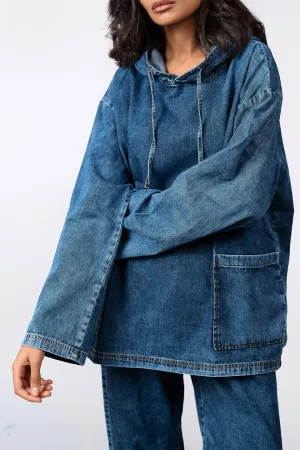 Denim Echo Oversized Hoodie