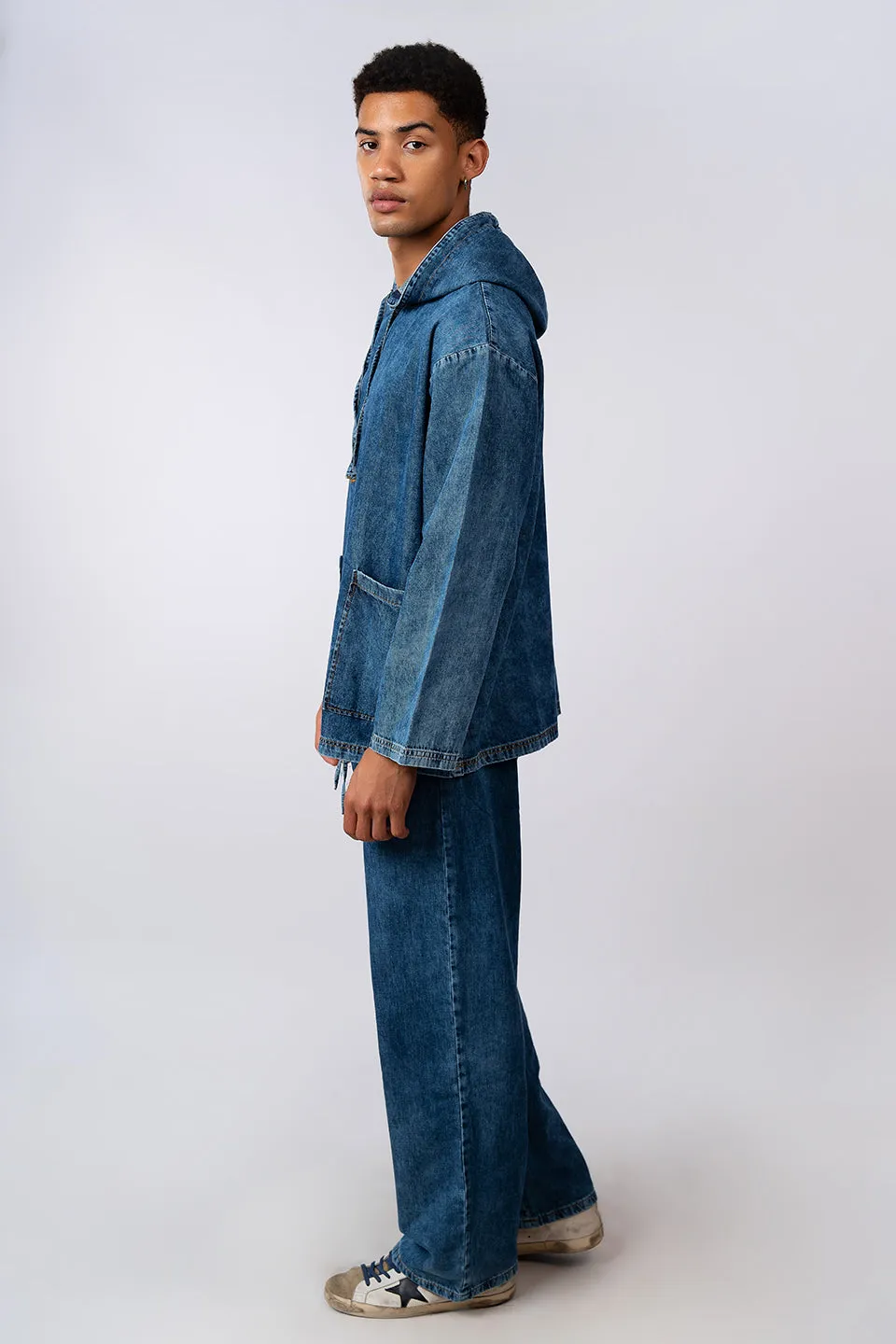 Denim Echo Oversized Hoodie