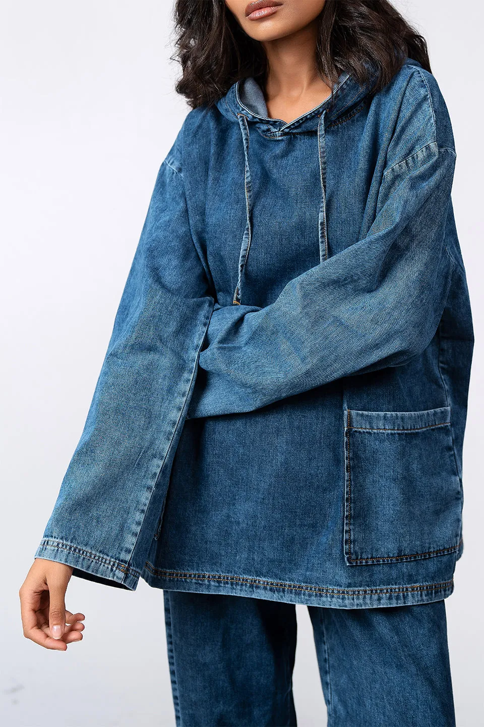 Denim Echo Oversized Hoodie