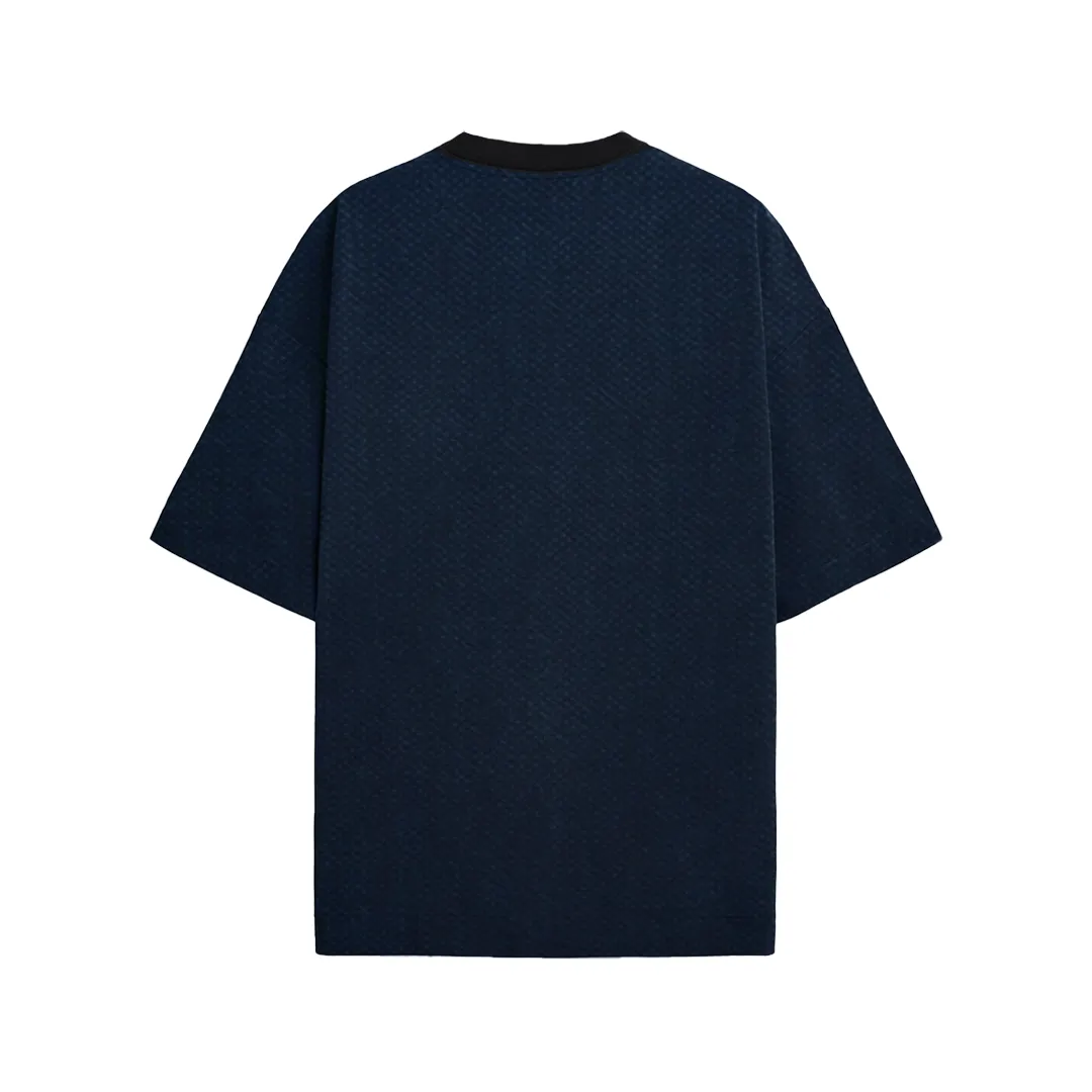 Denim Patch Oversized T-Shirt  - Blue