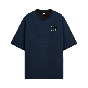Denim Patch Oversized T-Shirt  - Blue