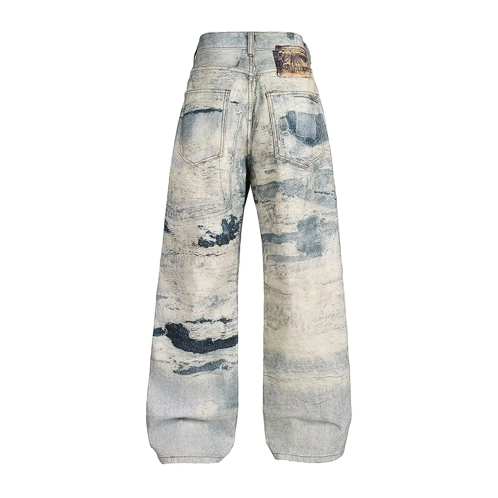 DF Vintage Heavy Washed 3D Printed Tie-Dye Jeans
