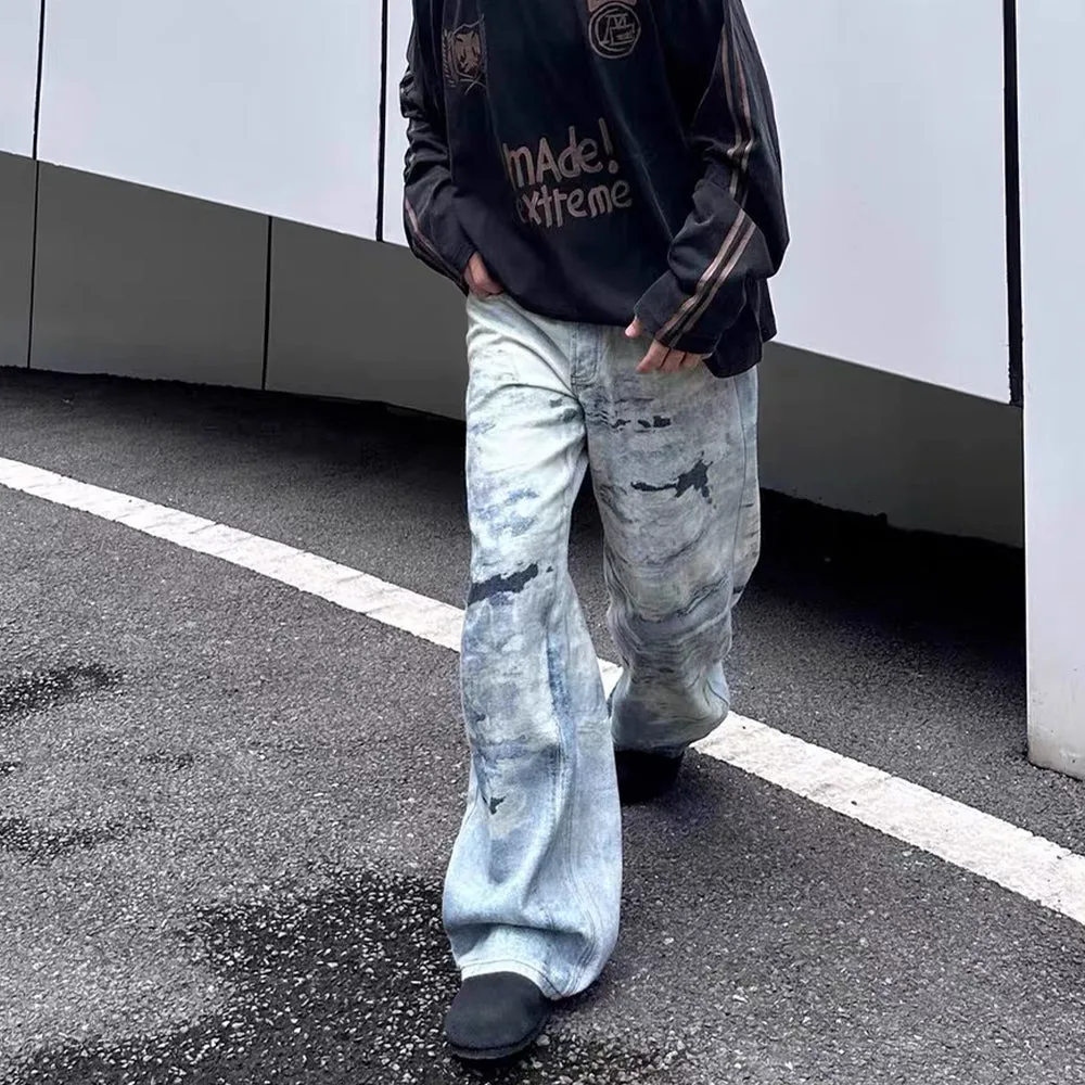 DF Vintage Heavy Washed 3D Printed Tie-Dye Jeans