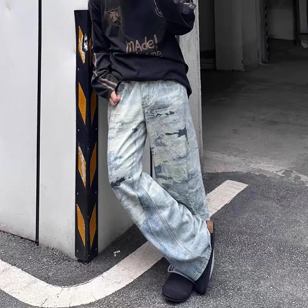 DF Vintage Heavy Washed 3D Printed Tie-Dye Jeans