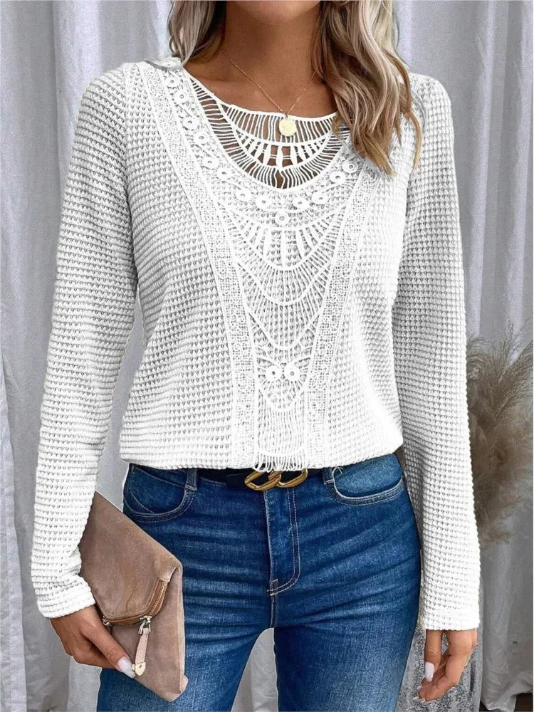 Diana | Women's lace stitching - casual long sleeve blouse