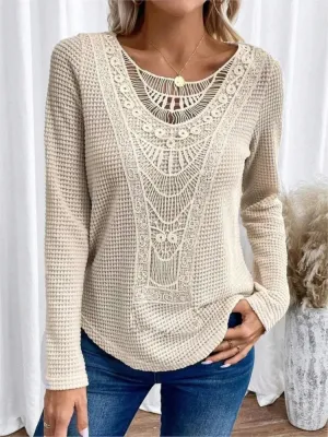 Diana | Women's lace stitching - casual long sleeve blouse