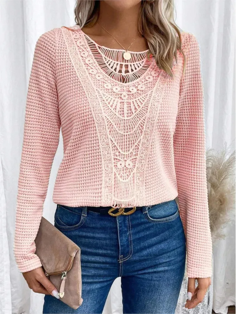Diana | Women's lace stitching - casual long sleeve blouse