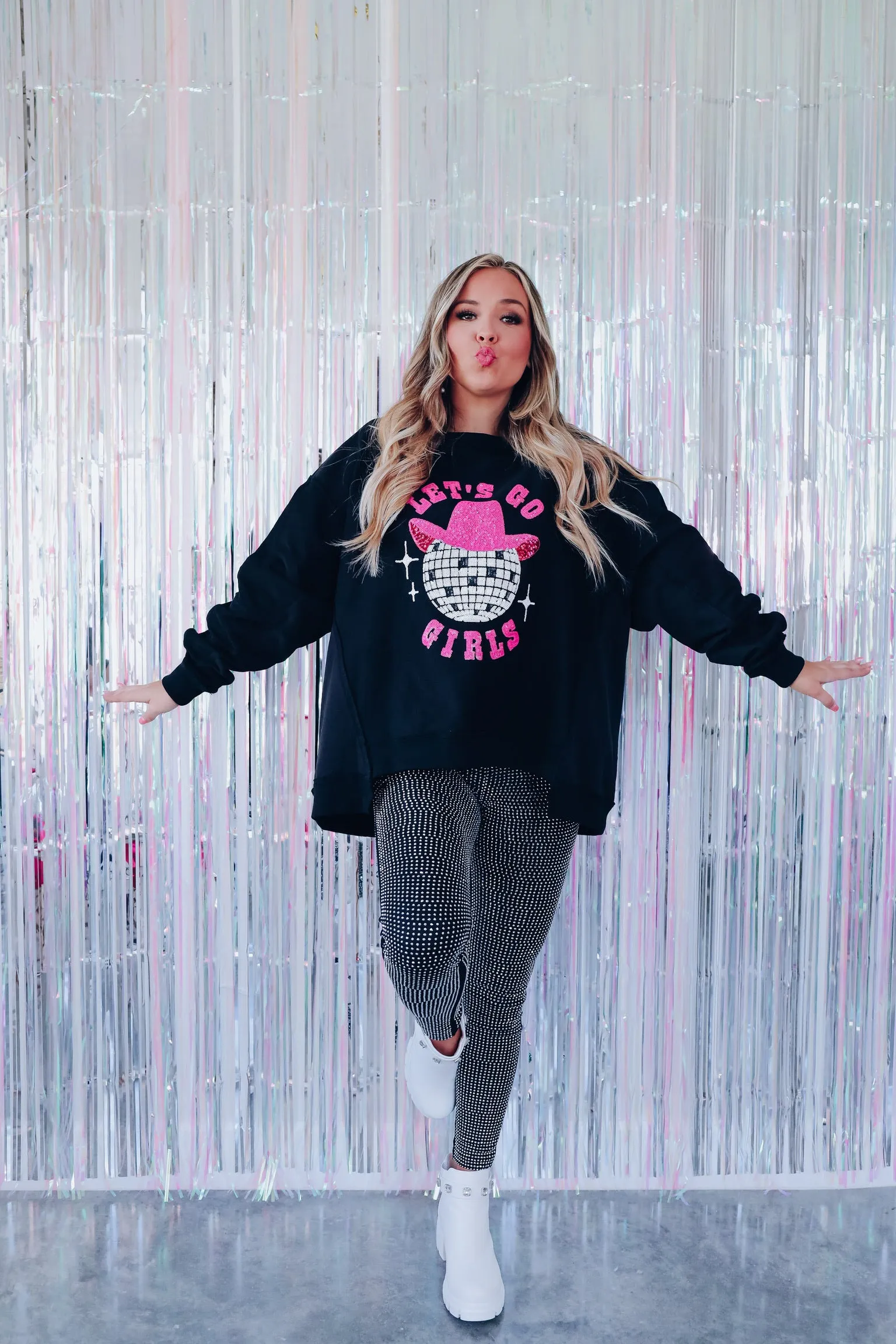 Disco Cowgirl Sequin Sweatshirt - Black