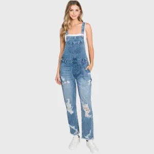 Distressed 90's Boyfriend Rigid Overalls