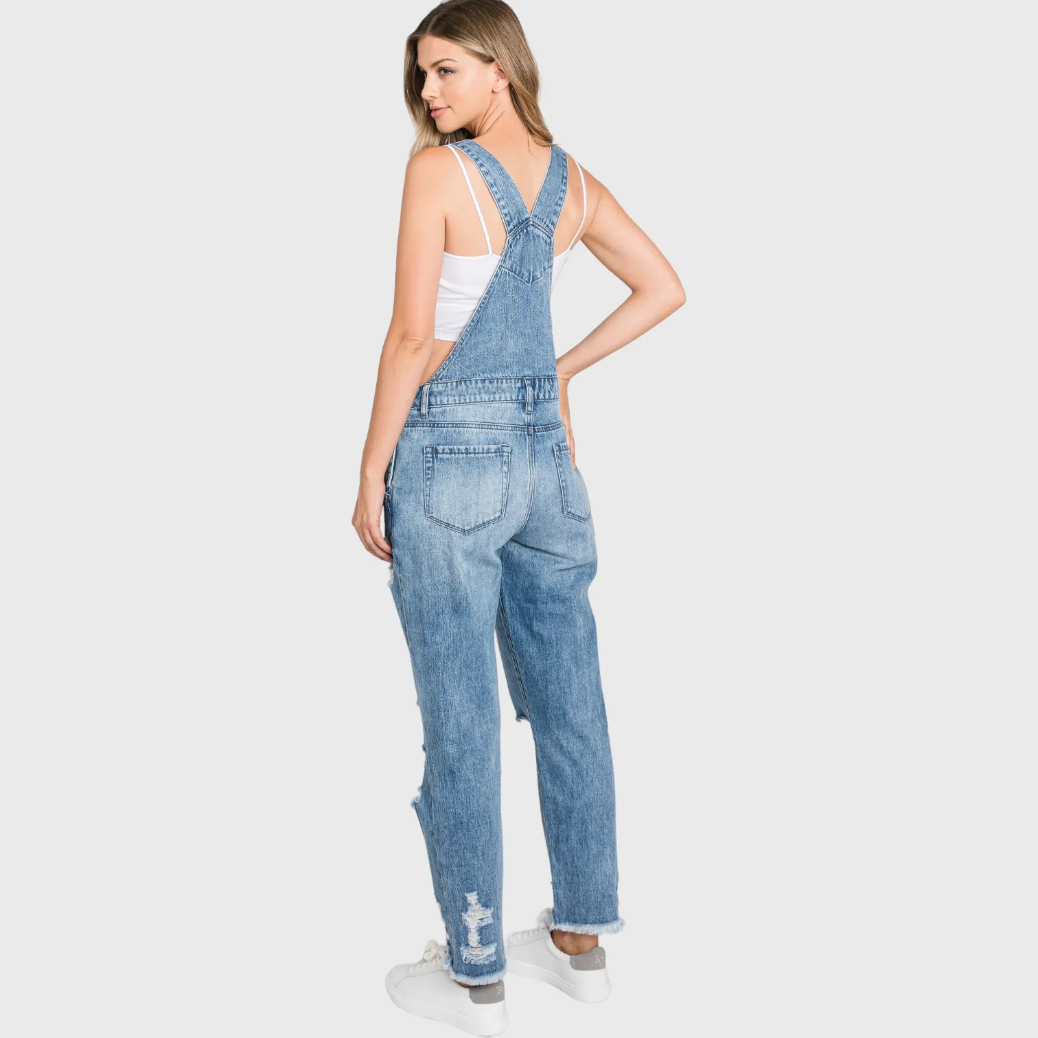 Distressed 90's Boyfriend Rigid Overalls