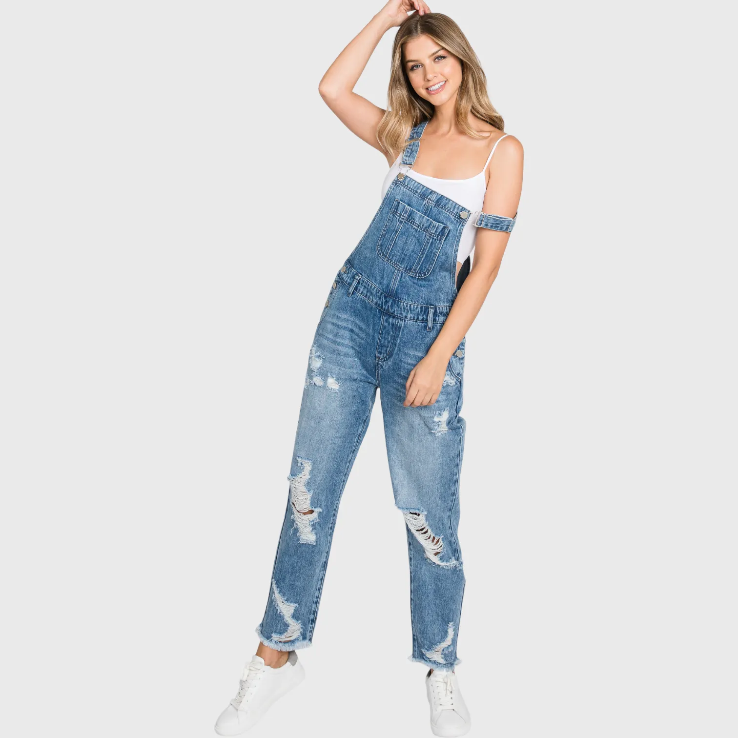 Distressed 90's Boyfriend Rigid Overalls