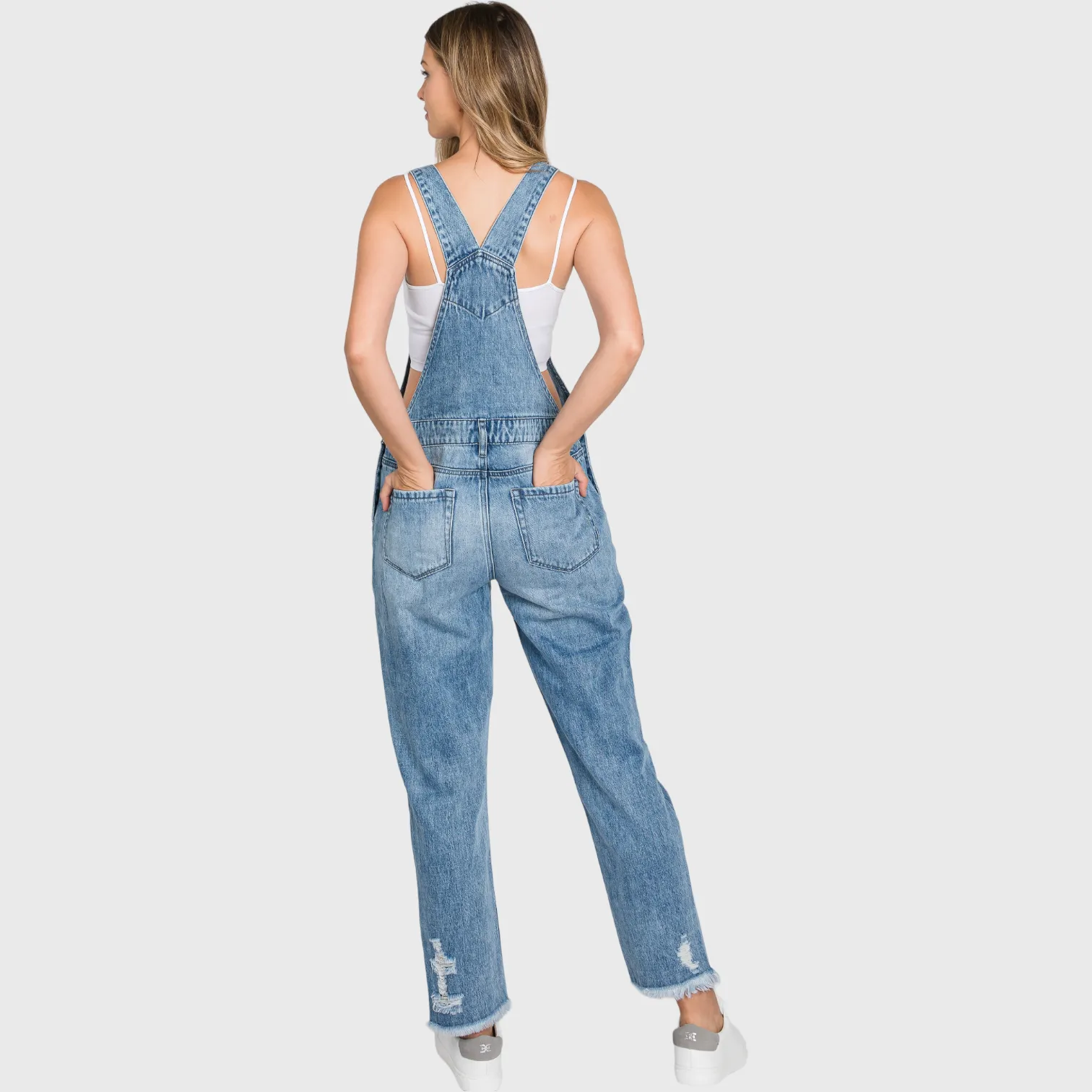 Distressed 90's Boyfriend Rigid Overalls