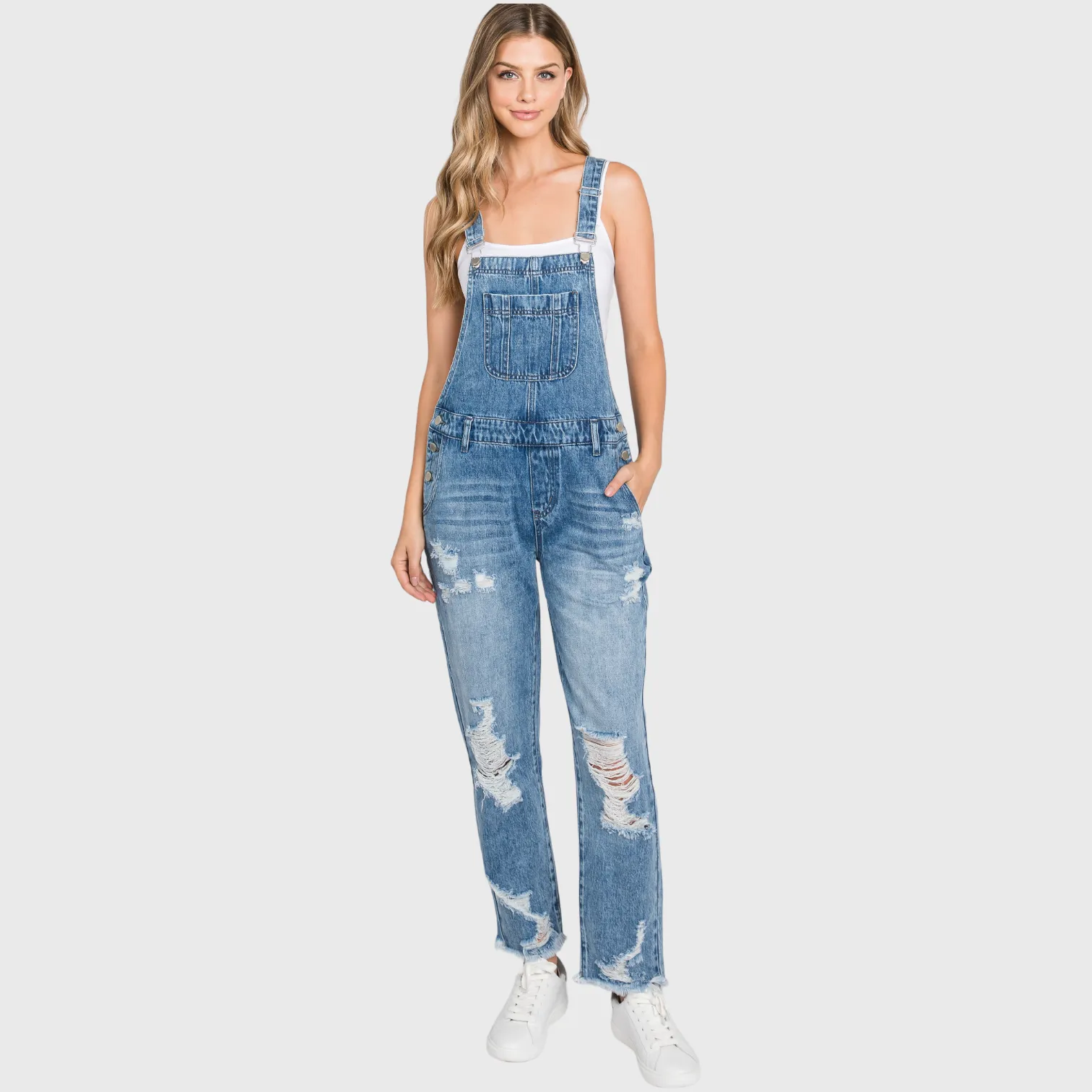 Distressed 90's Boyfriend Rigid Overalls