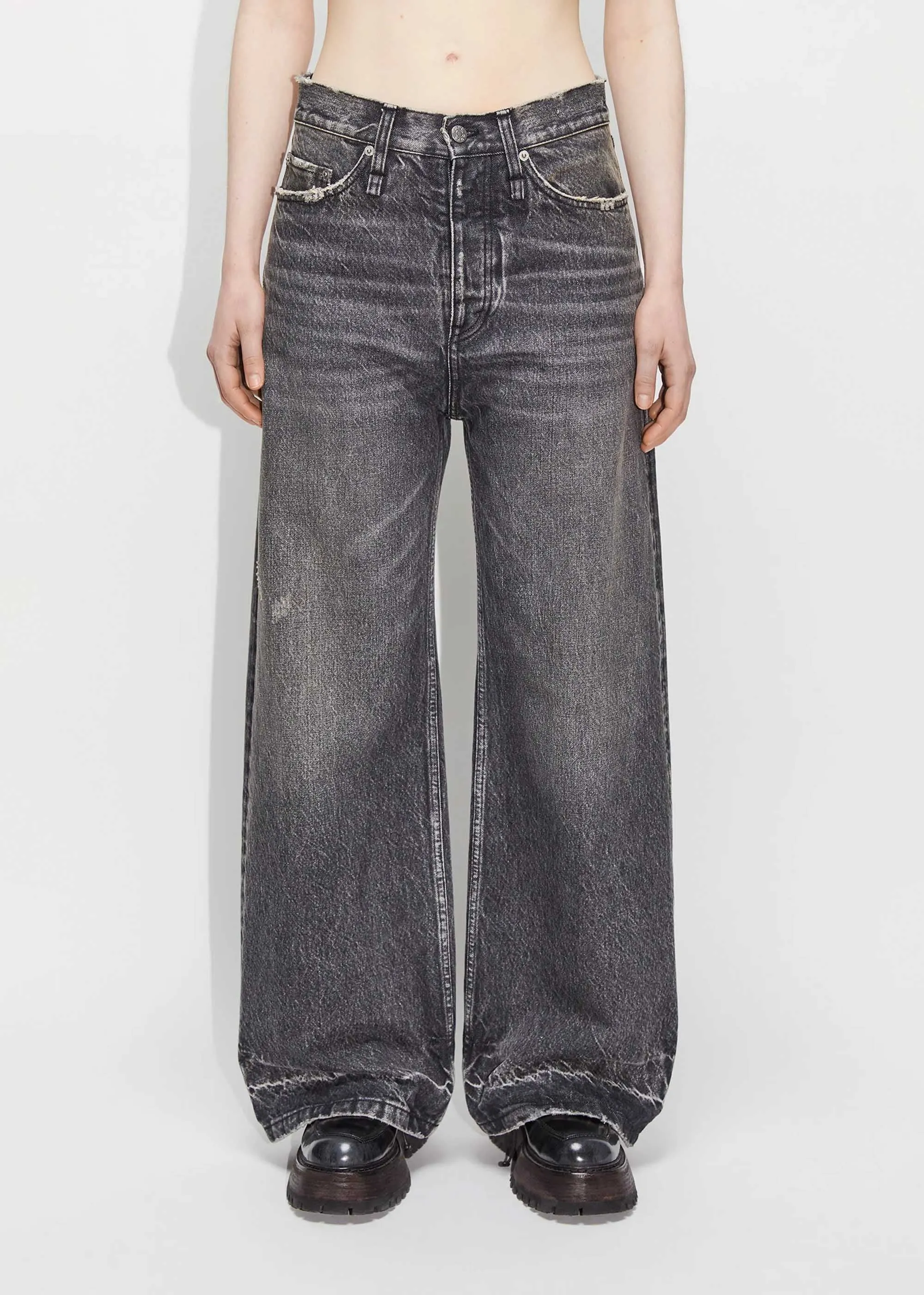 Distressed Black Flared Jeans
