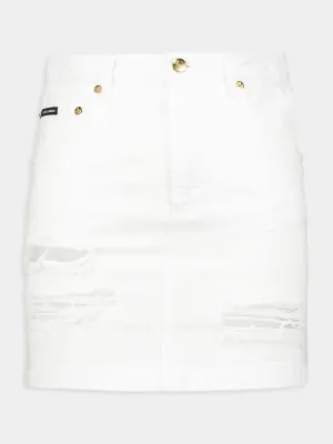 Distressed Denim Miniskirt