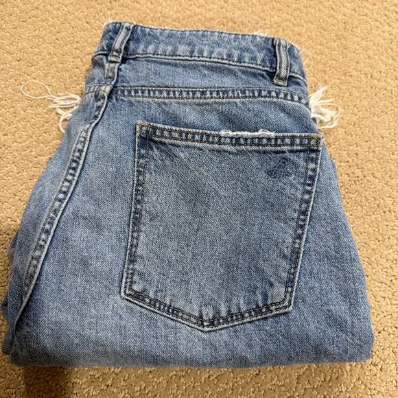 DL1961 Jeans Hepburn High Rise Wide Leg Crop Ankle in Slate Boho Raw Hem Size 26