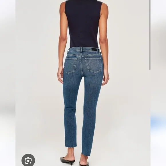 Dl1961 Womens Mara Instasculpt Straight Ankle Jeans Blue Stretch Brookside 27