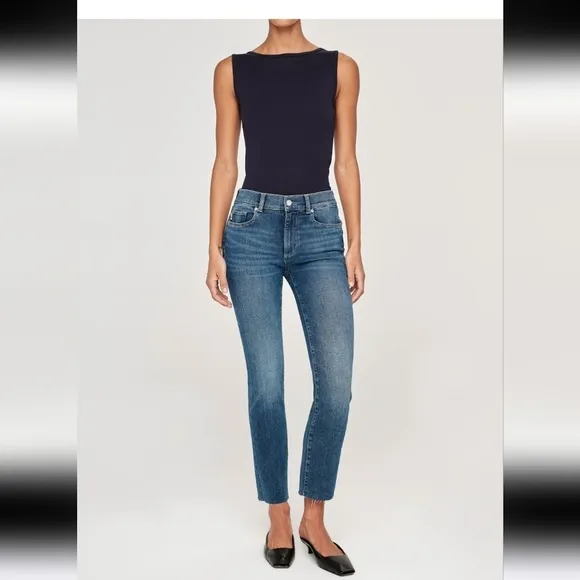 Dl1961 Womens Mara Instasculpt Straight Ankle Jeans Blue Stretch Brookside 27