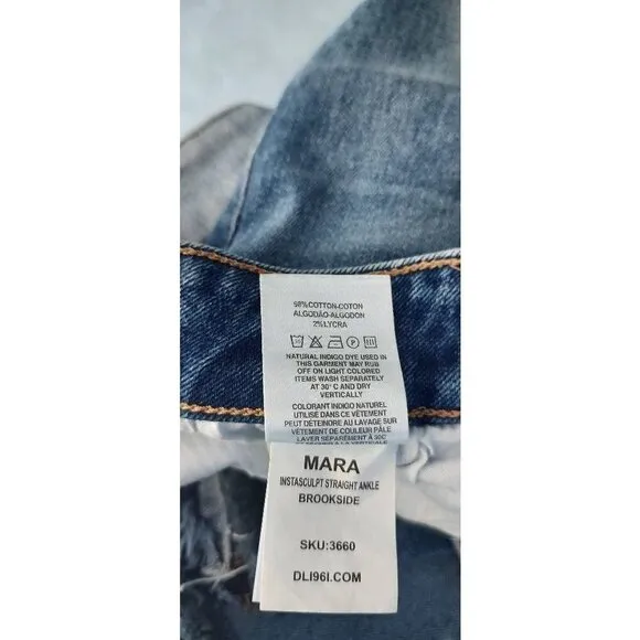 Dl1961 Womens Mara Instasculpt Straight Ankle Jeans Blue Stretch Brookside 27