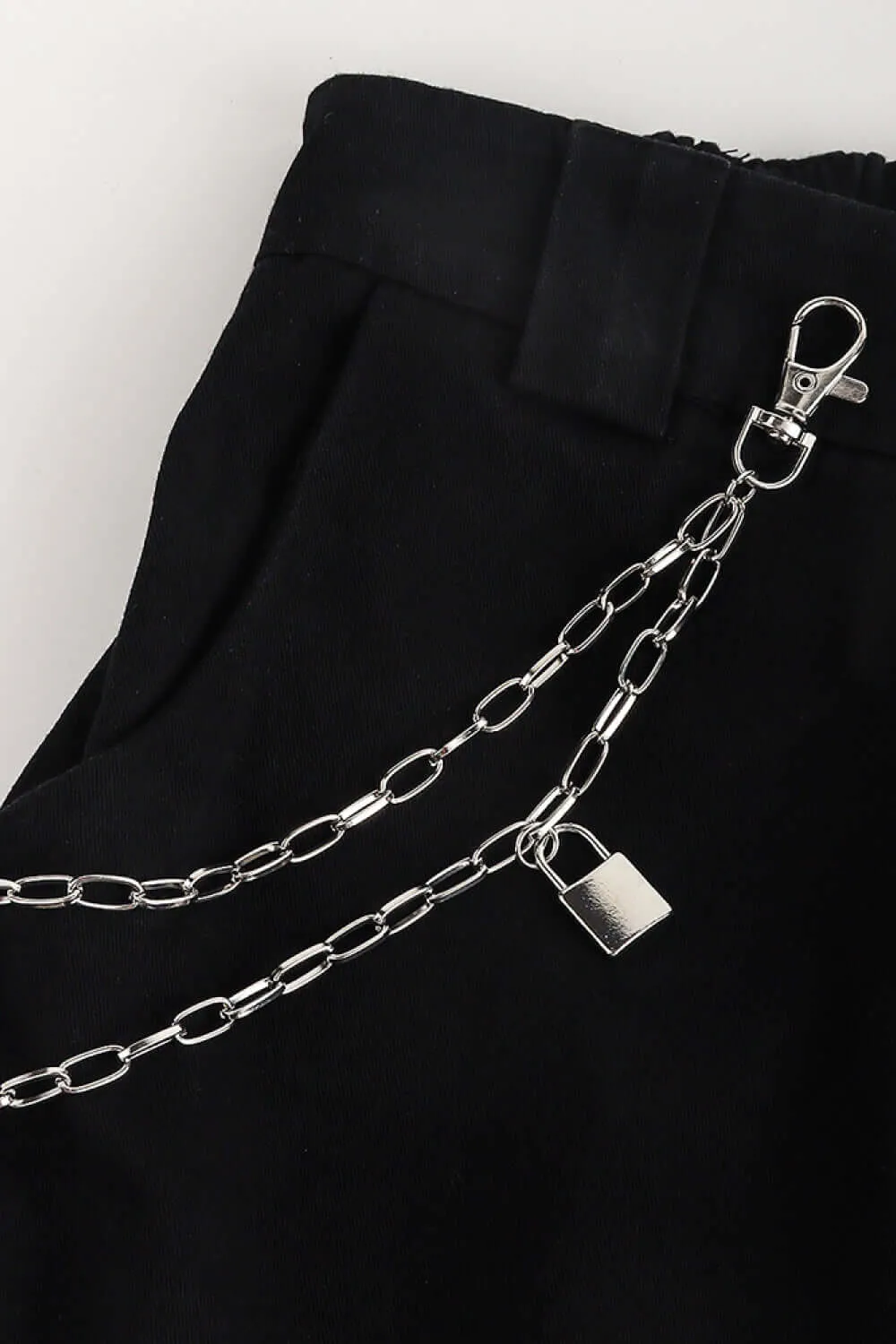 Double Layered Iron Chain Belt with Lock Charm – Trendy