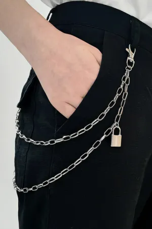 Double Layered Iron Chain Belt with Lock Charm – Trendy