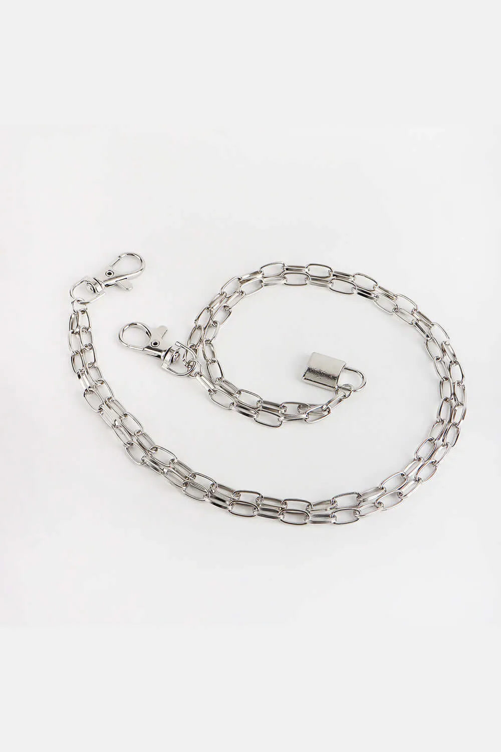 Double Layered Iron Chain Belt with Lock Charm – Trendy