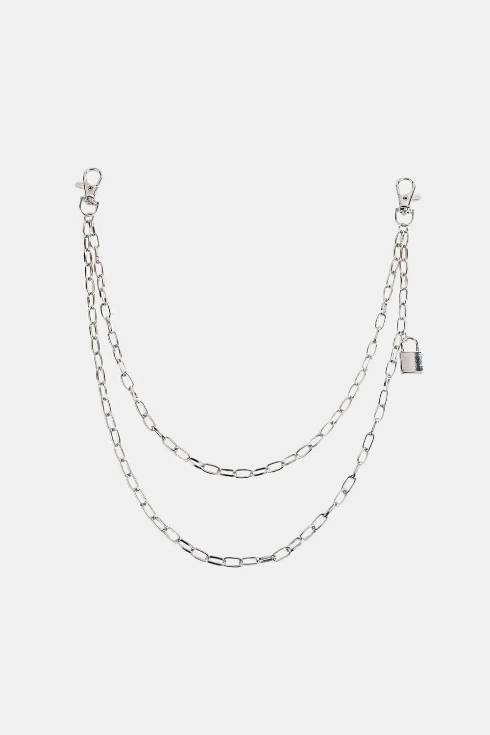 Double Layered Iron Chain Belt with Lock Charm – Trendy