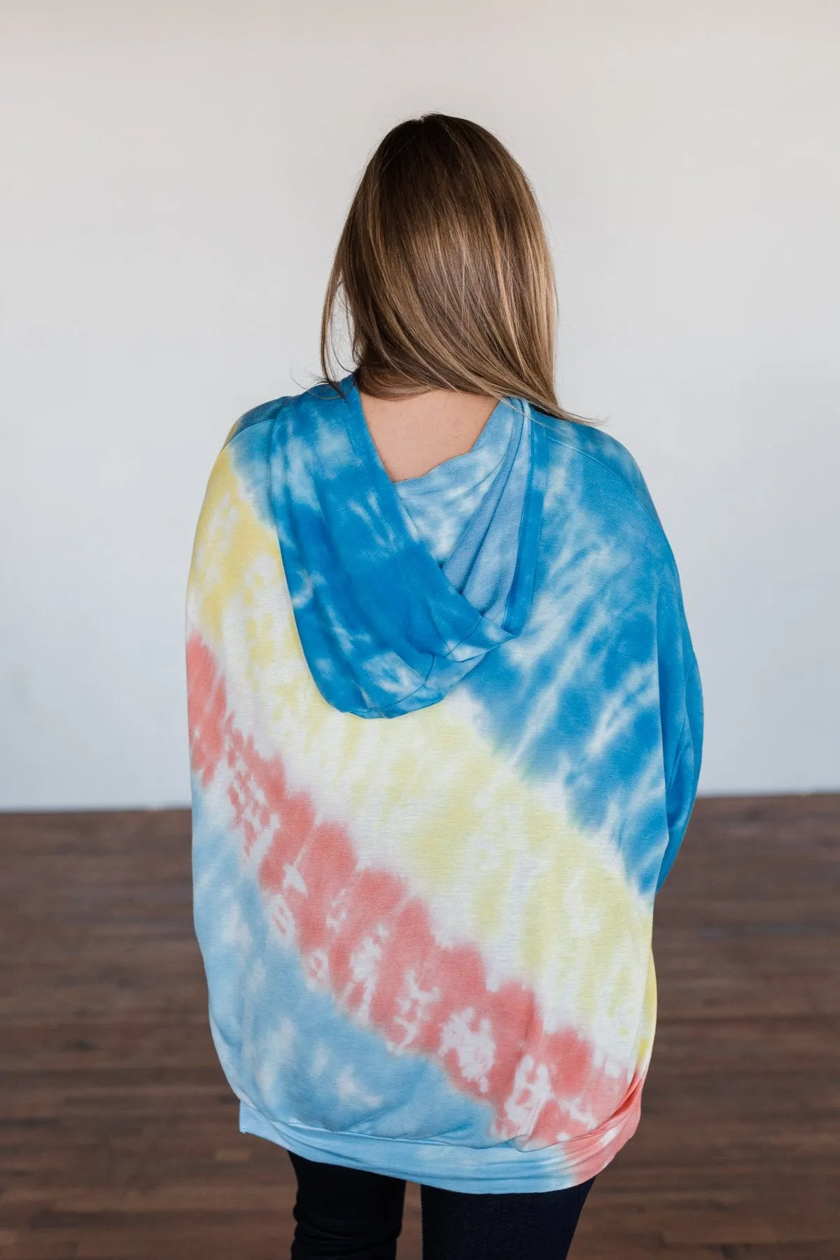Dreaming of Sunshine Oversized Hoodie- Blue, Yellow, & Coral