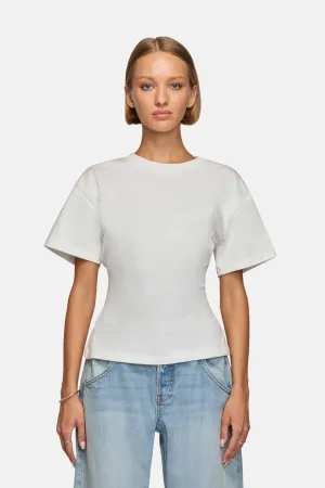 EB Denim Women's Eero White Structured Short Sleeve T-Shirt – Medium