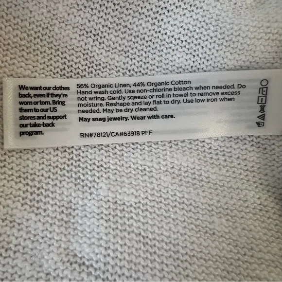 Eileen Fisher Organic Cotton Linen Slub Cardigan Womens Medium White Boxy Long