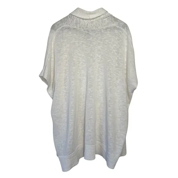 Eileen Fisher Organic Cotton Linen Slub Cardigan Womens Medium White Boxy Long