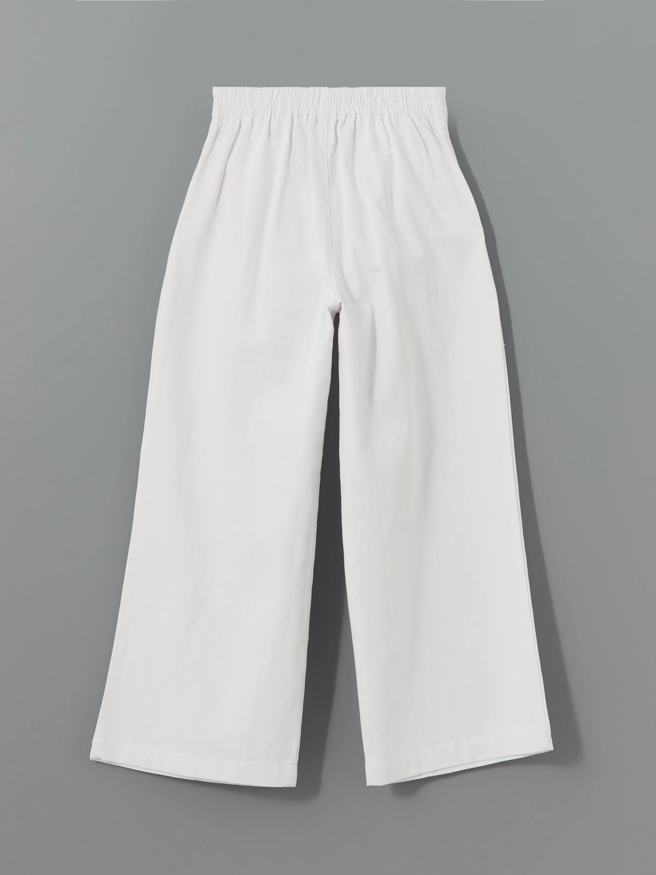Elastic Waist Linen Blend Girl Trousers