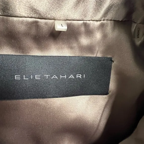 ELIE TAHARI Women’s Wool &amp; Silk Braided Textured Blazer Tan/Cream Size Large
