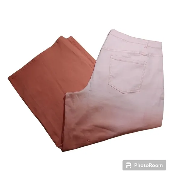 Eloquii Jeans Woman Plus 3X 4X Wide Leg Ombre Summer Sun Relaxed Spring Summer