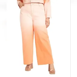 Eloquii Jeans Woman Plus 3X 4X Wide Leg Ombre Summer Sun Relaxed Spring Summer