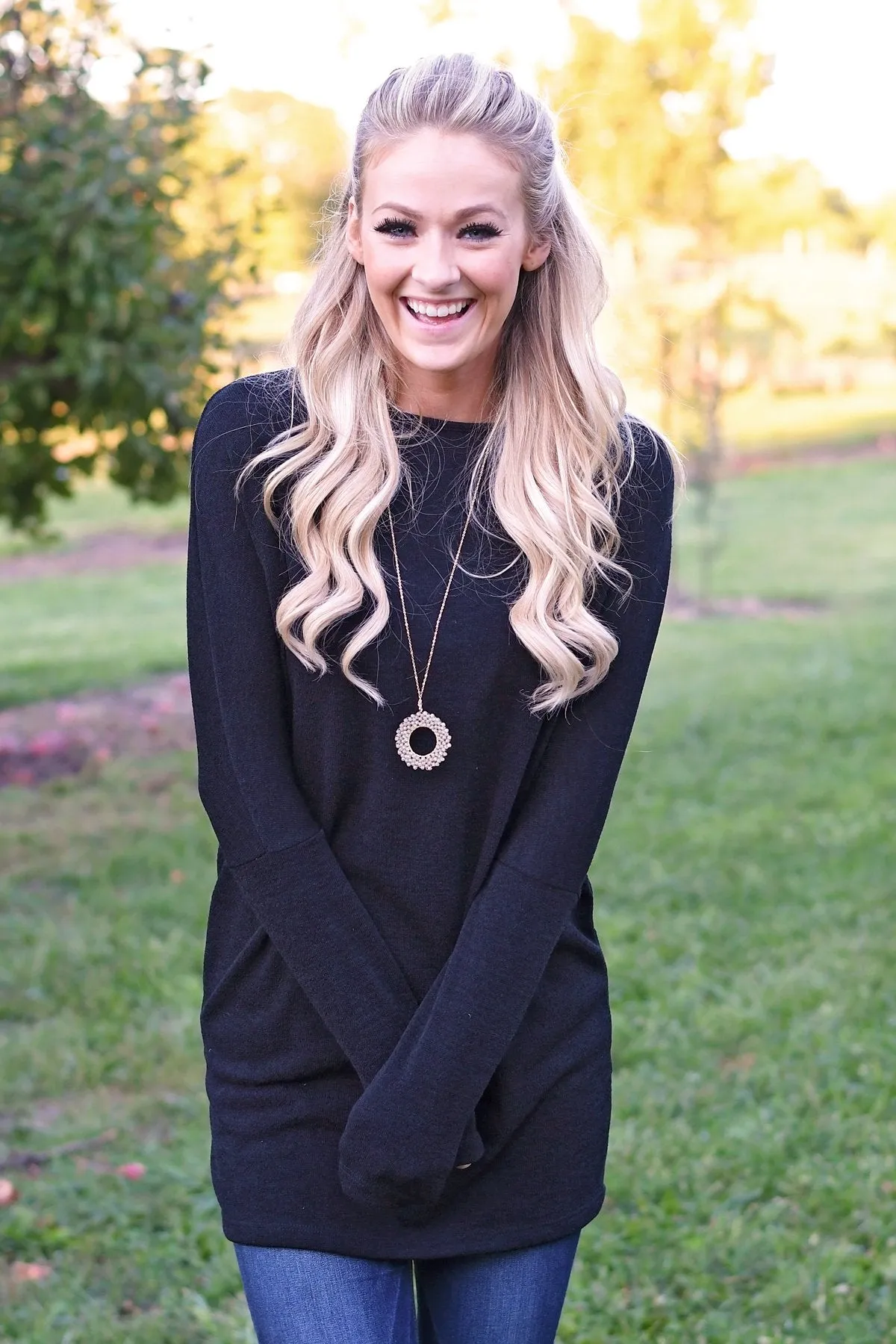 Fall Feels Black Tunic Top