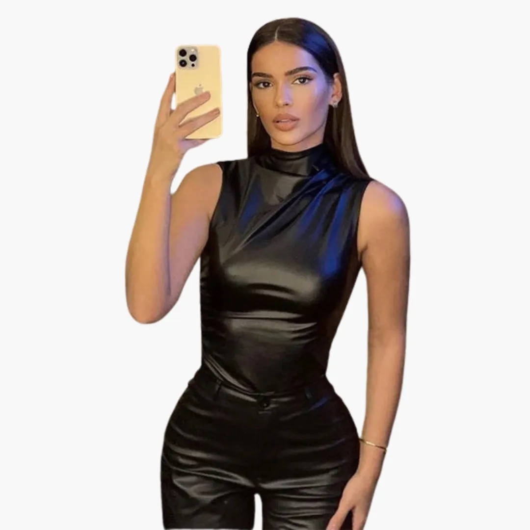 Faux Leather Top for Women – Sleeveless, Chic & Comfortable